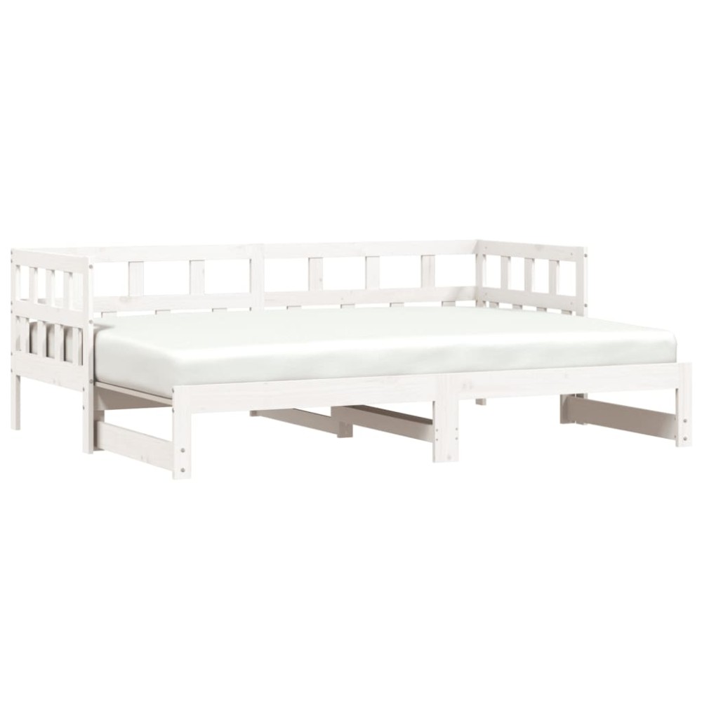 vidaXL Pat de zi cu extensie, alb, 80x200 cm, lemn masiv de pin