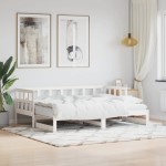 vidaXL Pat de zi cu extensie, alb, 80x200 cm, lemn masiv de pin
