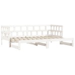 vidaXL Pat de zi cu extensie, alb, 80x200 cm, lemn masiv de pin