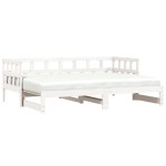 vidaXL Pat de zi cu extensie, alb, 90x190 cm, lemn masiv de pin