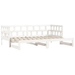 vidaXL Pat de zi cu extensie, alb, 90x190 cm, lemn masiv de pin