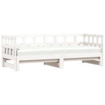 vidaXL Pat de zi cu extensie, alb, 90x190 cm, lemn masiv de pin