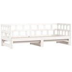 vidaXL Pat de zi cu extensie, alb, 90x190 cm, lemn masiv de pin