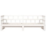 vidaXL Pat de zi cu extensie, alb, 90x190 cm, lemn masiv de pin