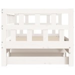 vidaXL Pat de zi cu extensie, alb, 90x190 cm, lemn masiv de pin