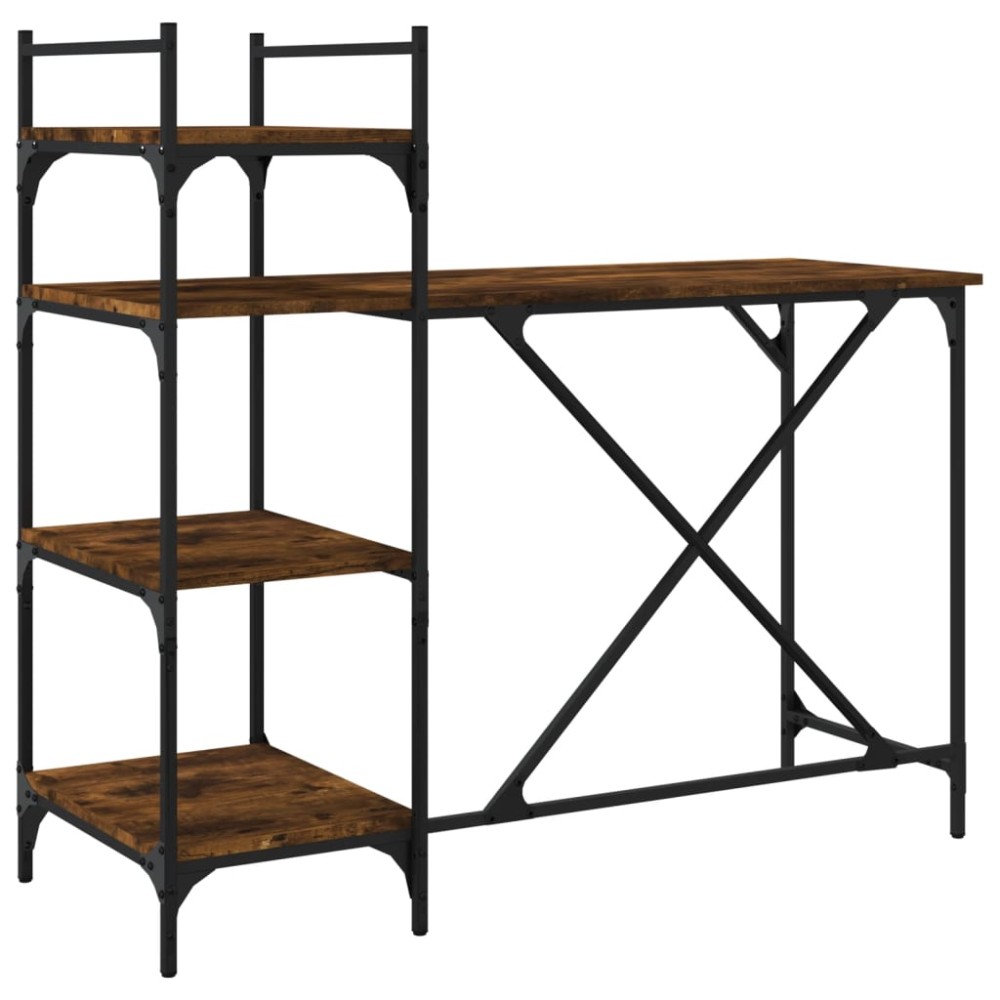 vidaXL Birou pentru computer cu rafturi stejar fumuriu 120x47x109 cm