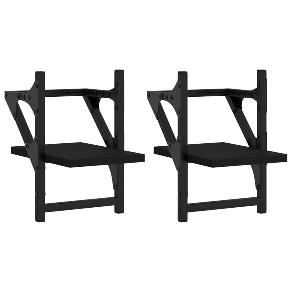 vidaXL Rafturi de perete cu bare, 2 buc, negru, 20x25x30 cm