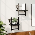 vidaXL Rafturi de perete cu bare, 2 buc, negru, 20x25x30 cm vidaXL Rafturi de perete cu bare, 2 buc, negru, 20x25x30 cm