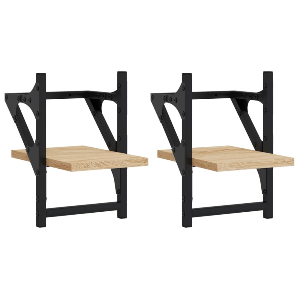 vidaXL Rafturi de perete cu bare, 2 buc, stejar sonoma, 20x25x30 cm
