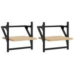 vidaXL Rafturi de perete cu bare, 2 buc, stejar sonoma, 30x25x30 cm vidaXL Rafturi de perete cu bare, 2 buc, stejar sonoma, 30x25x30 cm