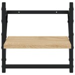 vidaXL Rafturi de perete cu bare, 2 buc, stejar sonoma, 30x25x30 cm vidaXL Rafturi de perete cu bare, 2 buc, stejar sonoma, 30x25x30 cm