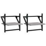 vidaXL Rafturi de perete cu bare, 2 buc., gri sonoma, 30x25x30 cm vidaXL Rafturi de perete cu bare, 2 buc., gri sonoma, 30x25x30 cm