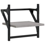 vidaXL Rafturi de perete cu bare, 2 buc., gri sonoma, 30x25x30 cm vidaXL Rafturi de perete cu bare, 2 buc., gri sonoma, 30x25x30 cm
