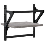 vidaXL Rafturi de perete cu bare, 2 buc., gri sonoma, 30x25x30 cm vidaXL Rafturi de perete cu bare, 2 buc., gri sonoma, 30x25x30 cm
