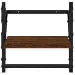 vidaXL Rafturi de perete cu bare, 2 buc., stejar maro, 30x25x30 cm vidaXL Rafturi de perete cu bare, 2 buc., stejar maro, 30x25x30 cm