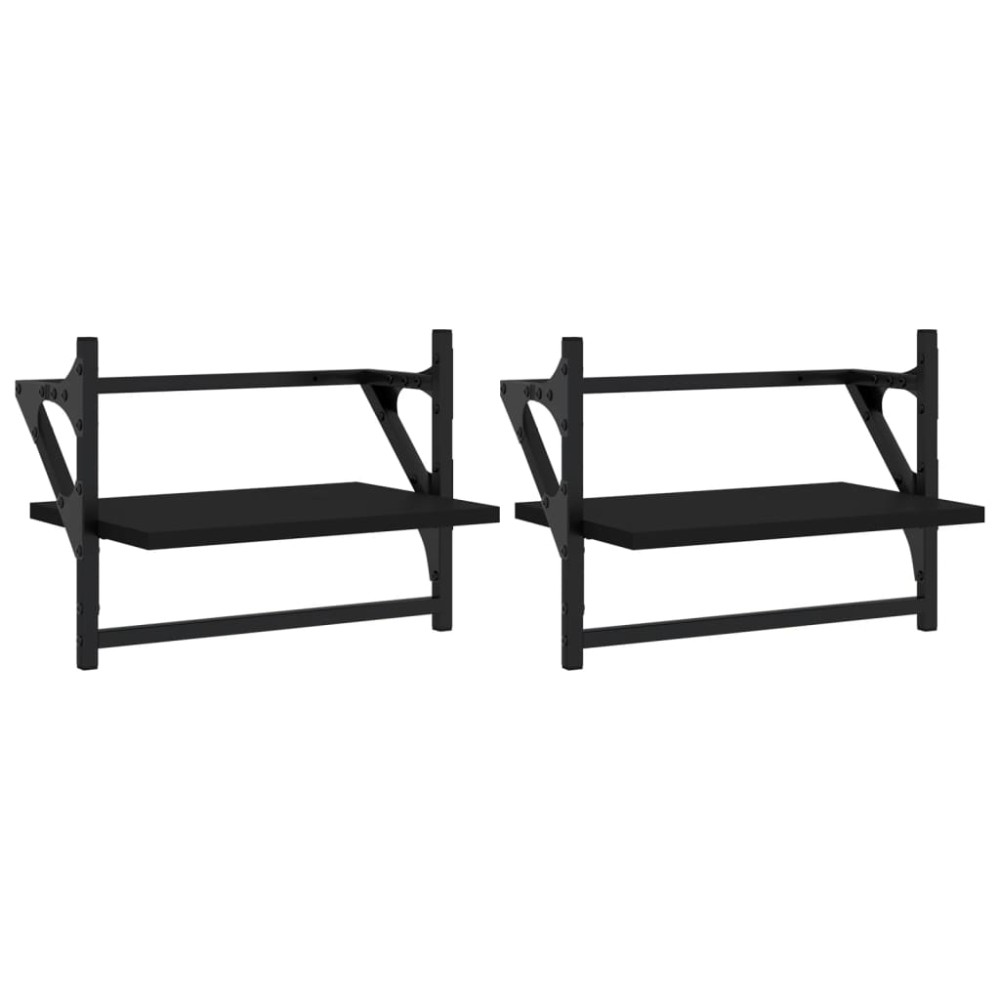 vidaXL Rafturi de perete cu bare, 2 buc, negru, 40x25x30 cm