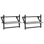 vidaXL Rafturi de perete cu bare, 2 buc., gri sonoma, 40x25x30 cm vidaXL Rafturi de perete cu bare, 2 buc., gri sonoma, 40x25x30 cm