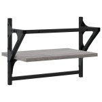 vidaXL Rafturi de perete cu bare, 2 buc., gri sonoma, 40x25x30 cm vidaXL Rafturi de perete cu bare, 2 buc., gri sonoma, 40x25x30 cm