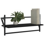 vidaXL Rafturi de perete cu bare, 2 buc, negru, 65x25x30 cm vidaXL Rafturi de perete cu bare, 2 buc, negru, 65x25x30 cm