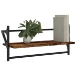 vidaXL Rafturi de perete cu bare 2 buc, stejar fumuriu, 65x25x30 cm vidaXL Rafturi de perete cu bare 2 buc, stejar fumuriu, 65x25x30 cm