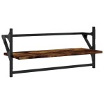 vidaXL Rafturi de perete cu bare 2 buc, stejar fumuriu, 65x25x30 cm vidaXL Rafturi de perete cu bare 2 buc, stejar fumuriu, 65x25x30 cm