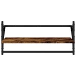 vidaXL Rafturi de perete cu bare 2 buc, stejar fumuriu, 65x25x30 cm vidaXL Rafturi de perete cu bare 2 buc, stejar fumuriu, 65x25x30 cm