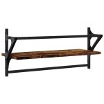 vidaXL Rafturi de perete cu bare 2 buc, stejar fumuriu, 65x25x30 cm vidaXL Rafturi de perete cu bare 2 buc, stejar fumuriu, 65x25x30 cm