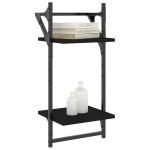 vidaXL Rafturi perete cu 2 niveluri/bare 2 buc negru 30x25x65 cm vidaXL Rafturi perete cu 2 niveluri/bare 2 buc negru 30x25x65 cm