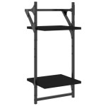 vidaXL Rafturi perete cu 2 niveluri/bare 2 buc negru 30x25x65 cm vidaXL Rafturi perete cu 2 niveluri/bare 2 buc negru 30x25x65 cm