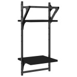 vidaXL Rafturi perete cu 2 niveluri/bare 2 buc negru 30x25x65 cm vidaXL Rafturi perete cu 2 niveluri/bare 2 buc negru 30x25x65 cm