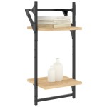 vidaXL Rafturi perete cu 2 niveluri/bare 2 buc stejar sonoma30x25x65cm vidaXL Rafturi perete cu 2 niveluri/bare 2 buc stejar sonoma30x25x65cm