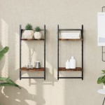 vidaXL Rafturi perete 2 niveluri/bare 2 buc stejar fumuriu 30x25x65cm vidaXL Rafturi perete 2 niveluri/bare 2 buc stejar fumuriu 30x25x65cm
