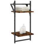 vidaXL Rafturi perete 2 niveluri/bare 2 buc stejar fumuriu 30x25x65cm vidaXL Rafturi perete 2 niveluri/bare 2 buc stejar fumuriu 30x25x65cm