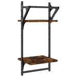 vidaXL Rafturi perete 2 niveluri/bare 2 buc stejar fumuriu 30x25x65cm vidaXL Rafturi perete 2 niveluri/bare 2 buc stejar fumuriu 30x25x65cm