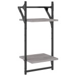 vidaXL Rafturi perete 2 niveluri cu bare 2 buc. gri sonoma 30x25x65 cm