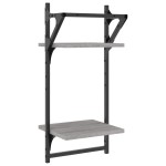 vidaXL Rafturi perete 2 niveluri cu bare 2 buc. gri sonoma 30x25x65 cm