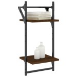 vidaXL Rafturi perete cu 2 niveluri/bare 2 buc stejar maro 30x25x65 cm vidaXL Rafturi perete cu 2 niveluri/bare 2 buc stejar maro 30x25x65 cm