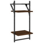 vidaXL Rafturi perete cu 2 niveluri/bare 2 buc stejar maro 30x25x65 cm vidaXL Rafturi perete cu 2 niveluri/bare 2 buc stejar maro 30x25x65 cm