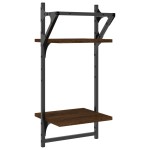 vidaXL Rafturi perete cu 2 niveluri/bare 2 buc stejar maro 30x25x65 cm vidaXL Rafturi perete cu 2 niveluri/bare 2 buc stejar maro 30x25x65 cm