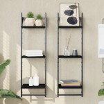 vidaXL Rafturi perete 3 niveluri/bare 2 buc negru 30x25x100cm vidaXL Rafturi perete 3 niveluri/bare 2 buc negru 30x25x100cm