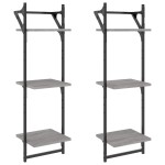 vidaXL Rafturi perete 3 niveluri cu bare 2 buc. gri sonoma 30x25x100cm vidaXL Rafturi perete 3 niveluri cu bare 2 buc. gri sonoma 30x25x100cm