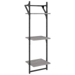 vidaXL Rafturi perete 3 niveluri cu bare 2 buc. gri sonoma 30x25x100cm vidaXL Rafturi perete 3 niveluri cu bare 2 buc. gri sonoma 30x25x100cm