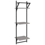 vidaXL Rafturi perete 3 niveluri cu bare 2 buc. gri sonoma 30x25x100cm vidaXL Rafturi perete 3 niveluri cu bare 2 buc. gri sonoma 30x25x100cm