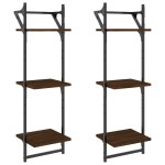 vidaXL Rafturi perete cu 3 niveluri/bare 2 buc stejar maro 30x25x100cm vidaXL Rafturi perete cu 3 niveluri/bare 2 buc stejar maro 30x25x100cm