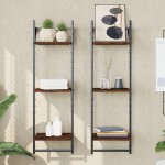 vidaXL Rafturi perete cu 3 niveluri/bare 2 buc stejar maro 30x25x100cm vidaXL Rafturi perete cu 3 niveluri/bare 2 buc stejar maro 30x25x100cm