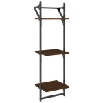 vidaXL Rafturi perete cu 3 niveluri/bare 2 buc stejar maro 30x25x100cm vidaXL Rafturi perete cu 3 niveluri/bare 2 buc stejar maro 30x25x100cm