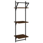 vidaXL Rafturi perete cu 3 niveluri/bare 2 buc stejar maro 30x25x100cm vidaXL Rafturi perete cu 3 niveluri/bare 2 buc stejar maro 30x25x100cm