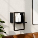 vidaXL Raft de perete cu bare, negru, 20x25x30 cm vidaXL Raft de perete cu bare, negru, 20x25x30 cm