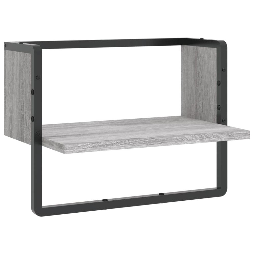 vidaXL Raft de perete cu bară, gri sonoma, 40x25x30 cm