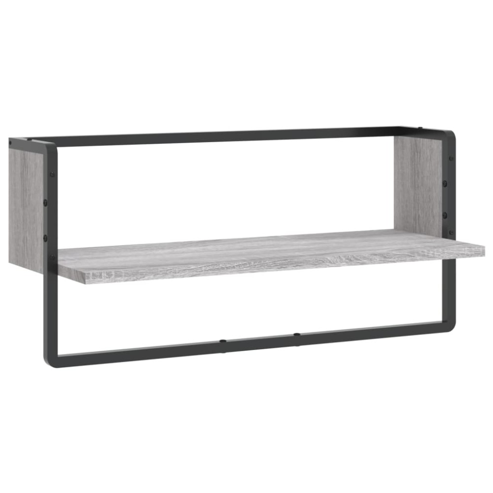 vidaXL Raft de perete cu bară, gri sonoma, 65x25x30 cm